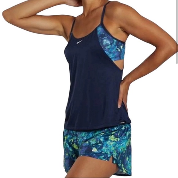 NEW Nike Women’s Earth Dye Layered Tankini Swim Top in Midnight Navy Size Small - Picture 16 of 16